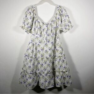 Influencer Juniors Empire Waist Dress Sz 8 Vintage Floral Print Puff Sleeve